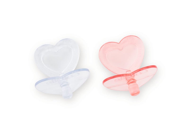 Corolle - Heart Shaped Doll Pacifier Accessory for 14-17" Dolls, 2 Pack, Clear/Pink (140370) - Image 1